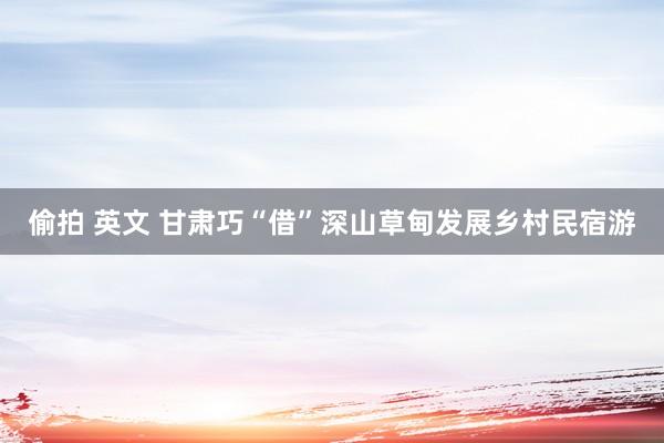 偷拍 英文 甘肃巧“借”深山草甸发展乡村民宿游