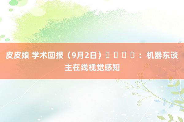 皮皮娘 学术回报（9月2日）：机器东谈主在线视觉感知
