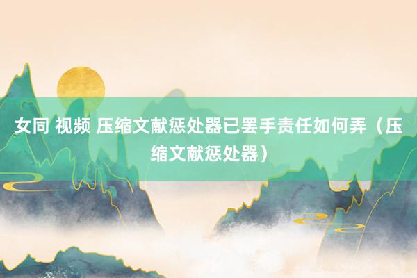 女同 视频 压缩文献惩处器已罢手责任如何弄（压缩文献惩处器）