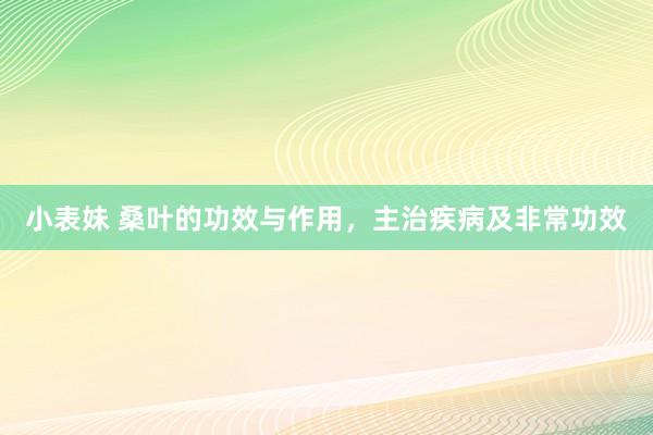小表妹 桑叶的功效与作用，主治疾病及非常功效