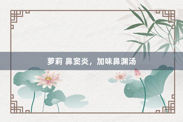萝莉 鼻窦炎，加味鼻渊汤