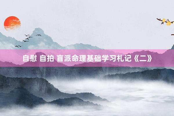 自慰 自拍 盲派命理基础学习札记《二》
